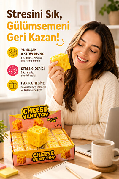 Squishy Bun Cheese Squishy Peynir Sukuşi Slow Rising Viral Squishy Sıkılabili...