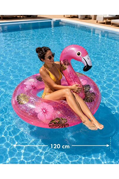 barlas global Deniz Simidi Şeffaf Flamingo Desenli Şişme