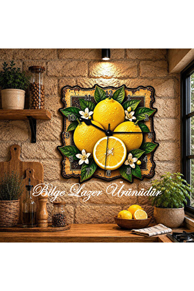 Bilge Lazer Ahşap özel kesimli dekoratif LİMON temalı meyveli MUTFAK kitchen ...
