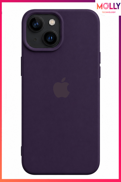 Molly iPhone 13/14 İçin Derin Mor Lansman İçi Kadife Mat Soft Silikon Kılıf