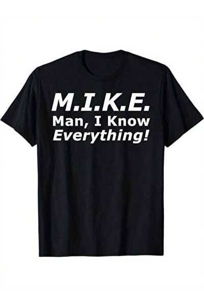 Astogria13 تي شيرت MIKE Man I Know Everything بطباعة جرافيكية مضحكة وساخرة، ت...