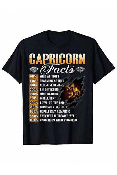 Astogria13 Men'S Zodiac Facts T-Shirt - Funny Astrology Graphic Tee With Goat...