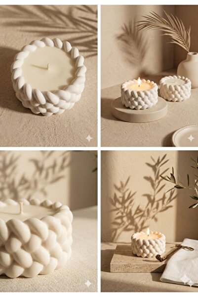 LALEZEN HOME 2 Adet Örgü Mumlu Mumluk