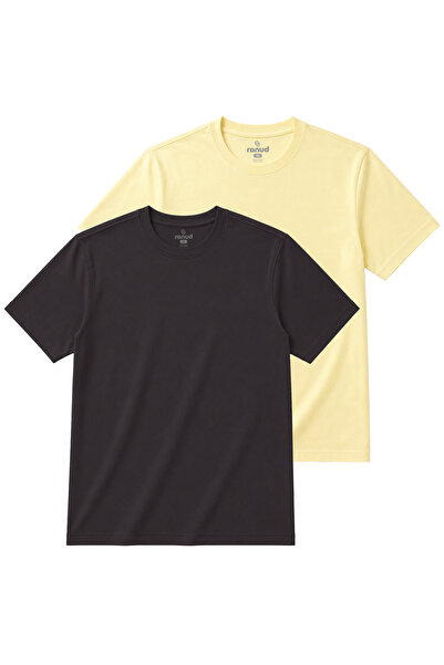 ranud Erkek Regular Fit 2’li Tişört,%100 Pamuk, OEKO-TEX® | Yumuşak fırçalı s...