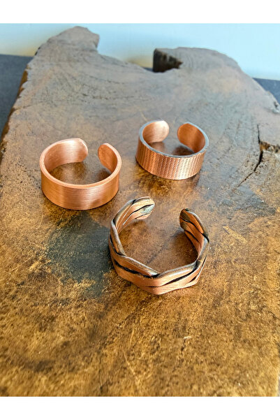 zadenza gold 100% pure copper triple ring adjustable size handcrafted copper ...