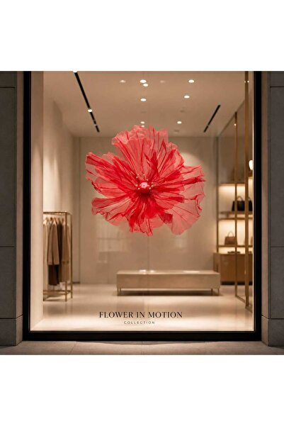 decotoys Decorative red veil flower with stem 160cm