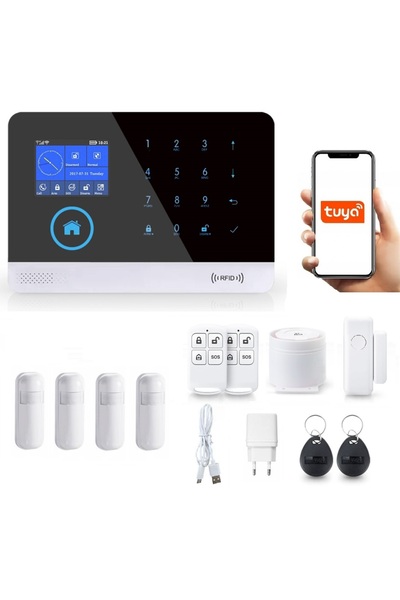 OnShop Alarma Wireless LCD 2.4" Wifi GSM, Onshop, Tuya Smart, 4xPIR, Negru