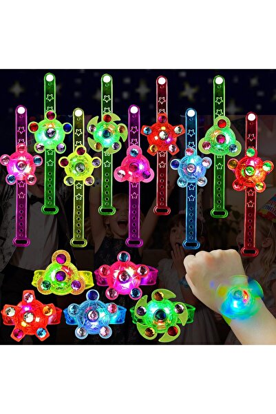 Home Smart 25 Pack LED Light Up Fidget Spinner Bracelets Party Favors For Kid...