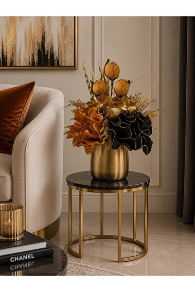 ArzzHome Cezve Saksı Çiçek Aranjmanı Premium 4'lü Gold / Eskitme