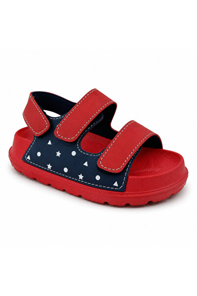 Rexba Boys' Navy Blue Red Velcro Sandals Lightweight Non-Slip Sole Summer Cas...