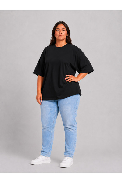Büyük Beden Kadın Basic Tshirt – Pamuklu Düz T-Shirt 3XL-6XL LMS26BTSK01