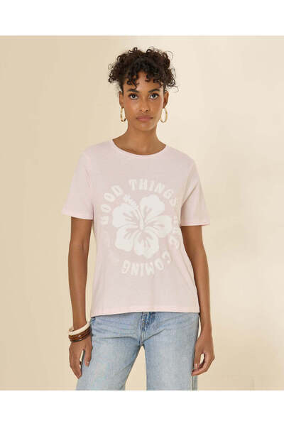 REDTAG Women Pink Printed T-Shirt