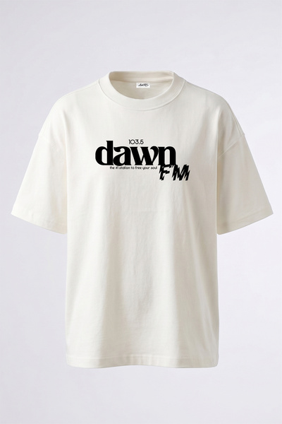 Anetos Λευκό μπλουζάκι με στάμπα Dawn FM Design σε μεγάλο μέγεθος
