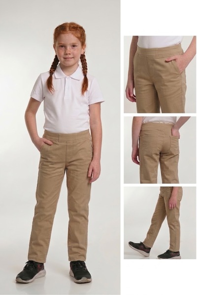 NACAR STORE Pantaloni de școală din pânză cu talie reiată pentru copii, unisex