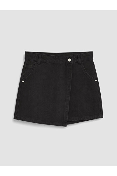LC Waikiki Trendlucky Asymmetrical Cut Women's Jean Shorts Skirt with Differe...