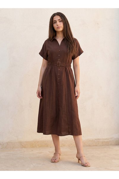 FAV MAXI SHIRT DRESS WITH DETACHABLE BELT