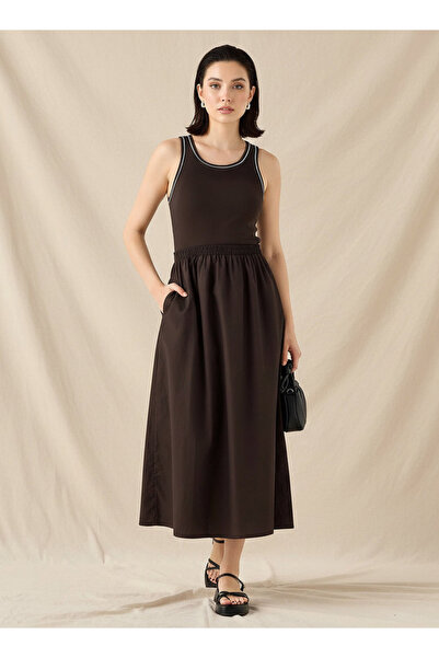 FAV A LINE KNIT WOVEN DRESS