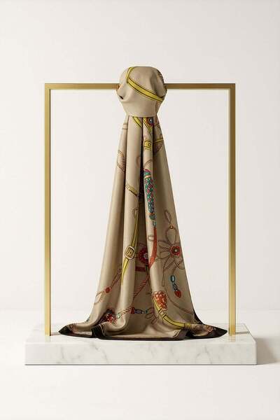Çağrı İpek Patterned Cotton Silk Shawl Dg14065-4