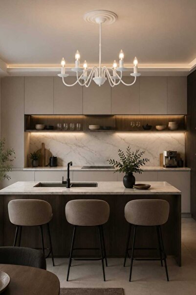BSA LIGHTING VELA 6'LI BEYAZ MODERN AVİZE ( E14 DUYLU) KLASİK ŞIK AVİZE