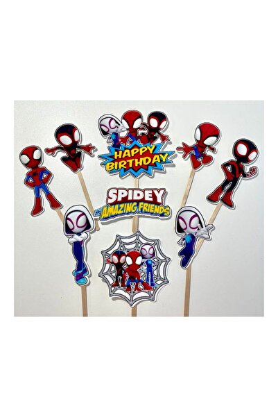 DecoParty Set de decorațiuni pentru tort – Tematică SPIDEY, 9 piese, Carton, ...