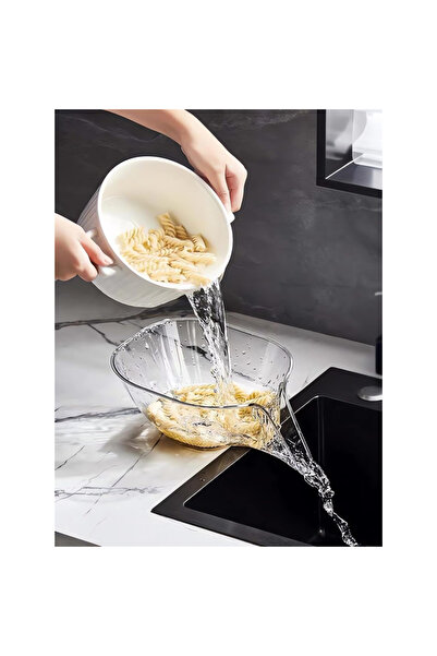 ForWhat Transparent Strainer Bowl for Office Home Office Kitchen Fruit Vegeta...