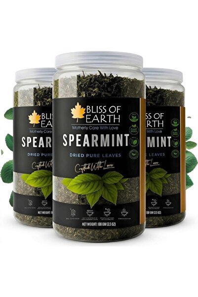 Bliss of Earth Spearmint Dried Pure Leaves – 3x100g | Natural Herbal Tea & Cu...