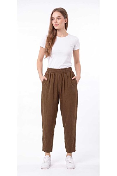 dolcemix Women's Carrot Model Muslin Gabardine Mixed Comfortable Cut Pants
