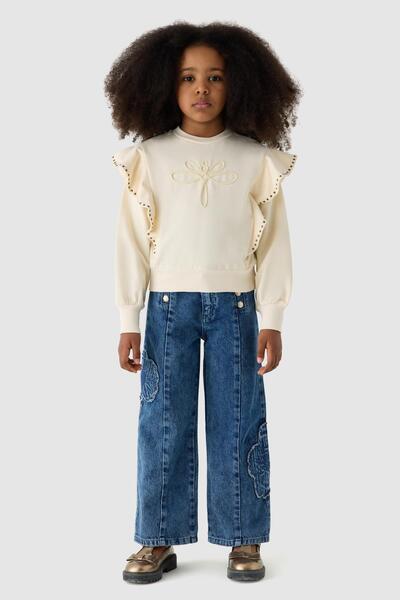 Tyess Kız Çocuk Ekru Sweatshirt