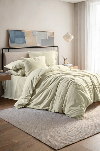 First Choice Arrow 100% Organic Washed Cotton Single Duvet Cover Set