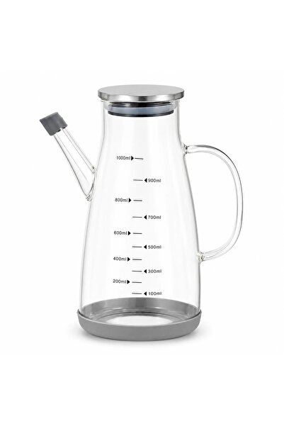 Bsr Oil container, 1L, measuring graduations, silicone seal, glass+stainless ...