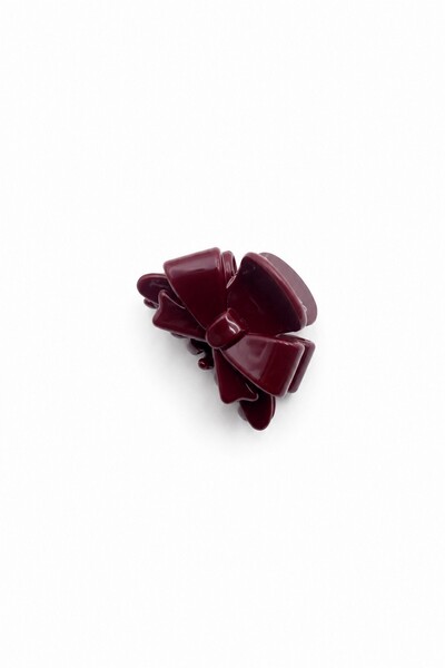 Sose Moda Classic Bow-Shaped Minimal Bone Clip Hairpin - Burgundy