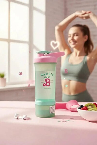 Barbie Lisanslı Shaker Şişesi Yeşil 650 Ml – Spor ve Günlük Kullanım 26 Cm