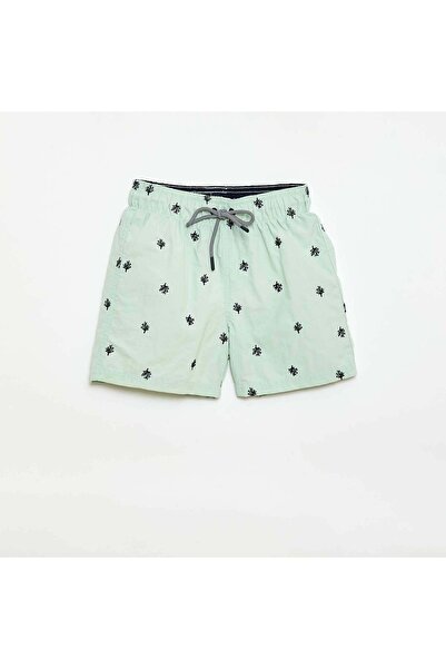 KIABI Tropical All-Over Print Swim Bermuda Shorts BLUE