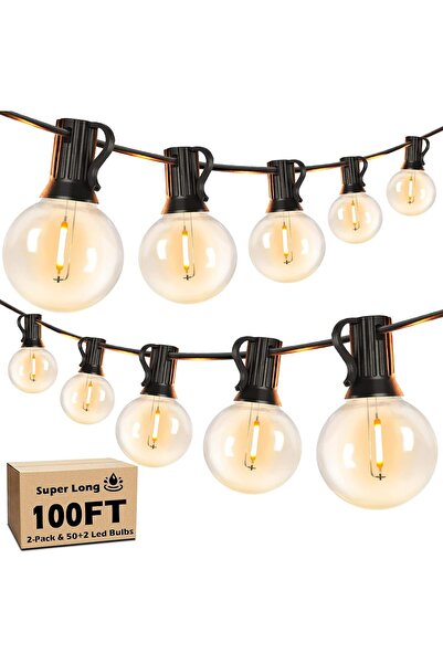 BRIGHTEVER أضواء LED خارجية بطول 30.5 متر مع 52 مصباح كروي G40 مقاوم للكسر وق...