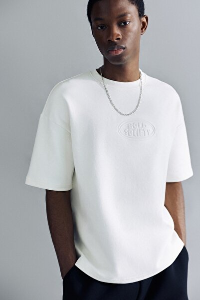 Pull & Bear Kabartmalı logolu kısa kollu sweatshirt