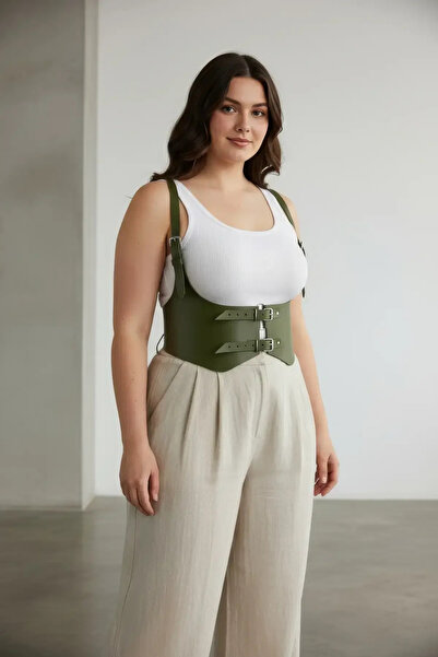 Angels Passion Plus Size Khaki Women's Belt Corset Style with Shoulder Straps...