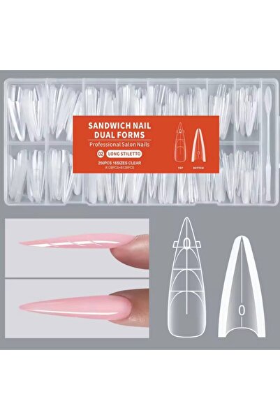 ELLEA NAIL Sandwich Dual Nail Form Stıletto Long Uzun Model Protez Tırnak Uza...