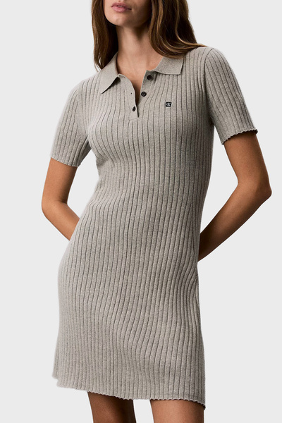 Calvin Klein % 100 Pamuk Fitilli Düğmeli Polo Yaka Mini Elbise LV047G301GP7A ...
