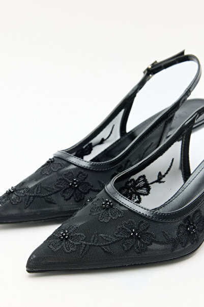LUTVELIZADE Heels 2637 - Floral Embroidered Lace Black Women's Heels