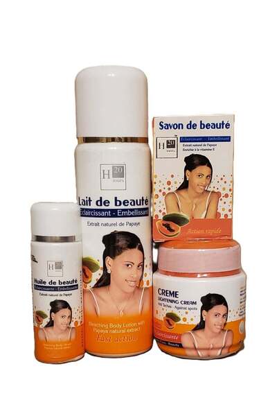 H20 Jours Papaya Fast Action Body Lightening 4 Pieces Set - Lotion, Cream, Oi...