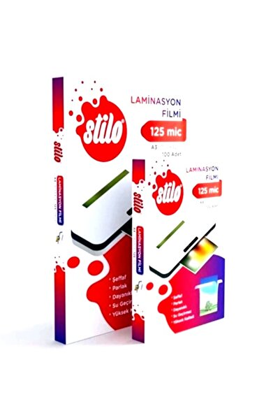 Stilo Laminasyon Film A3 125Mic PVC Kaplama Tekli 10 adet