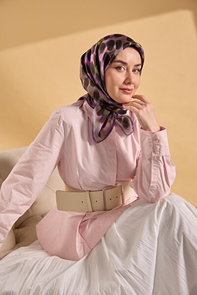 Silk Home وشاح حرير تويل نويريه أخضر كوف 90x90