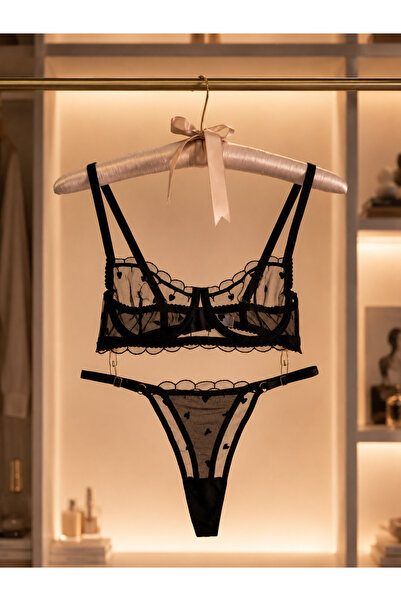 Elodie Siyah Kalpli Bralet Takım