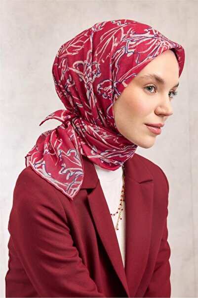Silk Home وشاح من القطن والبوليستر بلون فوشيا-بنفسجي كريمي منقوش بملمس ناعم و...