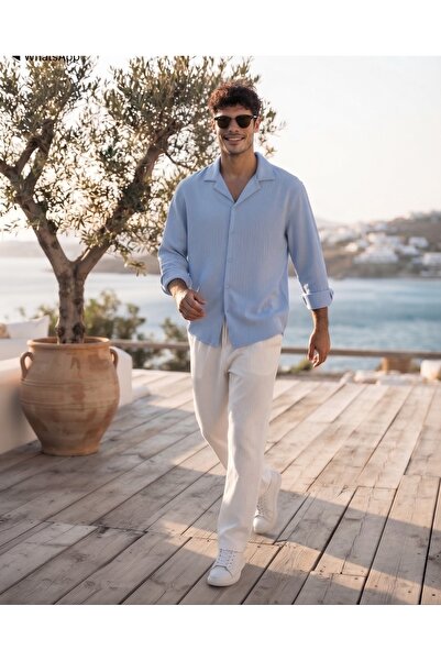 Combineman35 Bürümcük Fabric Top and Bottom Summer Shirt Set