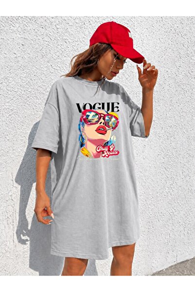 classy moda تي شيرت نسائي طويل جدًا وواسع الحجم مطبوع عليه فن البوب ​​من نوع ...