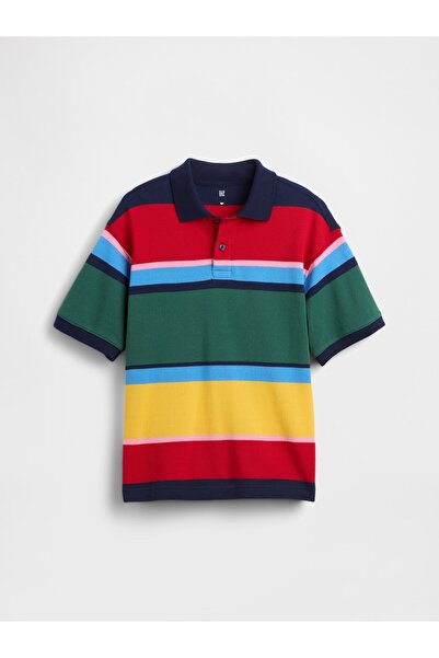 GAP Erkek Çocuk Çok Renkli Relaxed Pique Polo T-Shirt