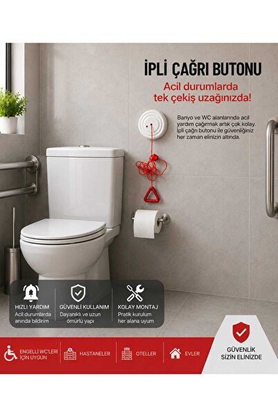 YEB Engelli Wc Banyo Butonu Acil Yardım ipli Çağrı Butonu