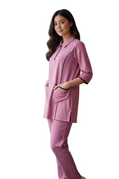 Generic Housemaid Uniform / Nurse Uniform / Medical Scrub Set with Black Pipi...