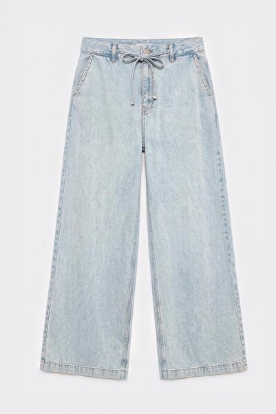 BSL Bağcıklı Bol Denim Pantolon